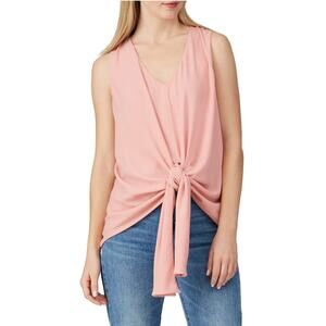 Fifteen Twenty Pink Tie Front Sleeveless Tank Top V Neck Womens XS